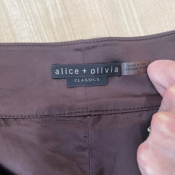 Alice + Olivia Women’s Brown Cady Leather Short Size 10 - Picture 7 of 9